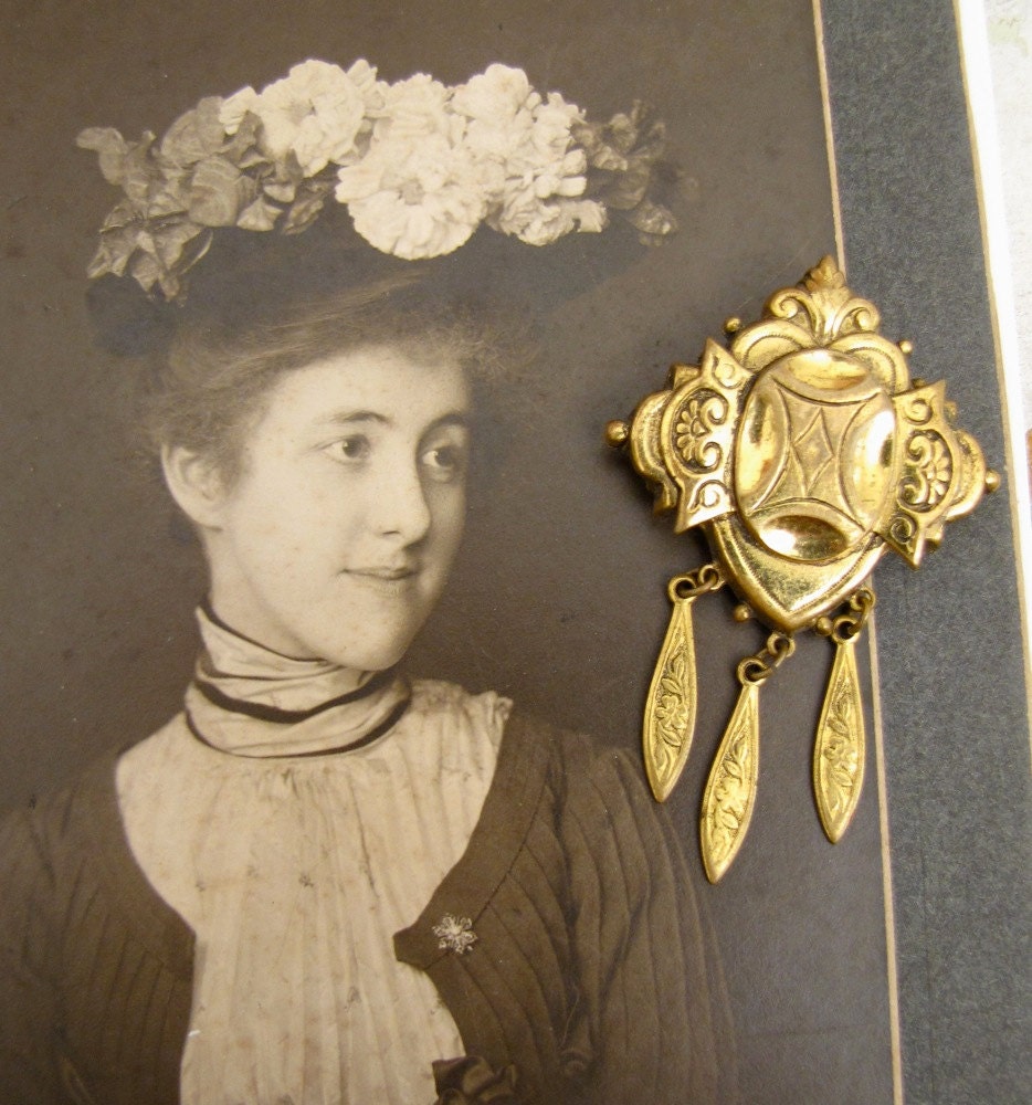 Vintage Pin with fringe 1930s Victorian Revival