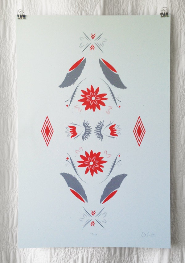 Feather Flower Screen Print