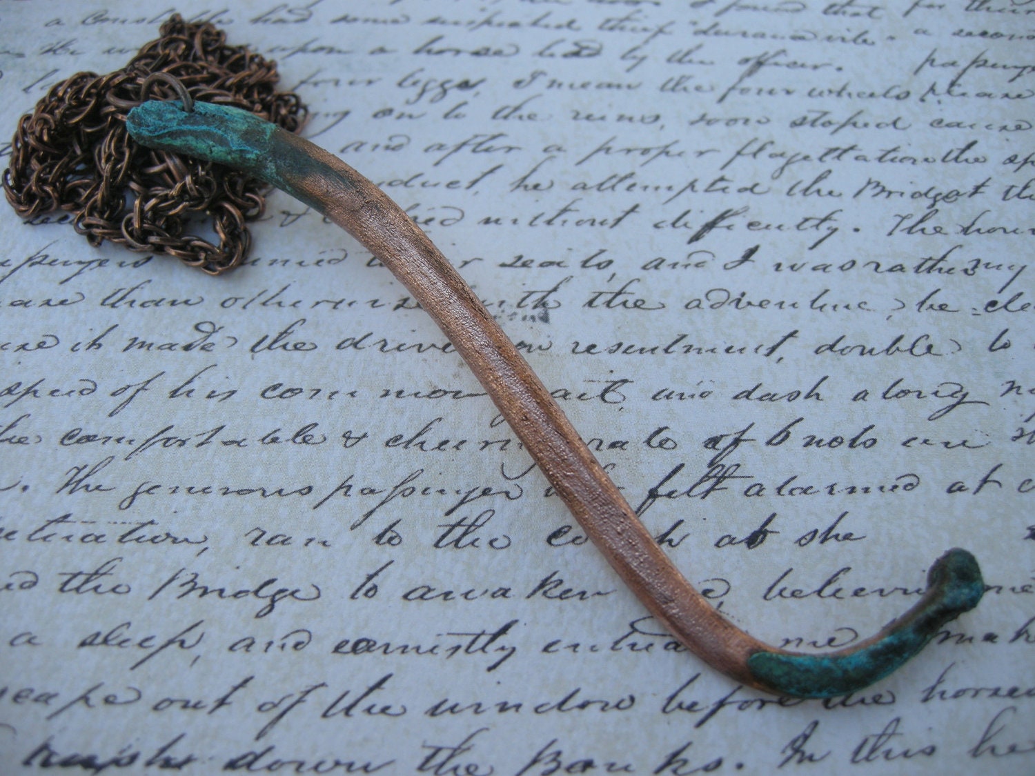 Copper Raccoon Baculum (Penis) Bone Necklace - Copper Electroformed
