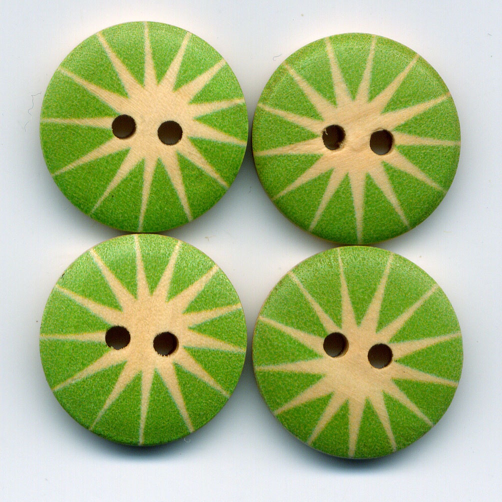 Starburst Buttons Decorated Wooden Buttons 18mm (3/4 inch) Set of 4 /BT30