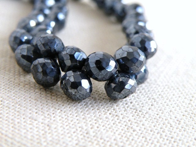 Mystic Black Spinel Briolette Gemstone Gunmetal Grey Faceted Onion 6.5mm 1/2 strand Wholesale