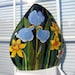 Unique Handpainted Ceramic Triangle Vase Spring Flowers Tulips Daffodils Iris