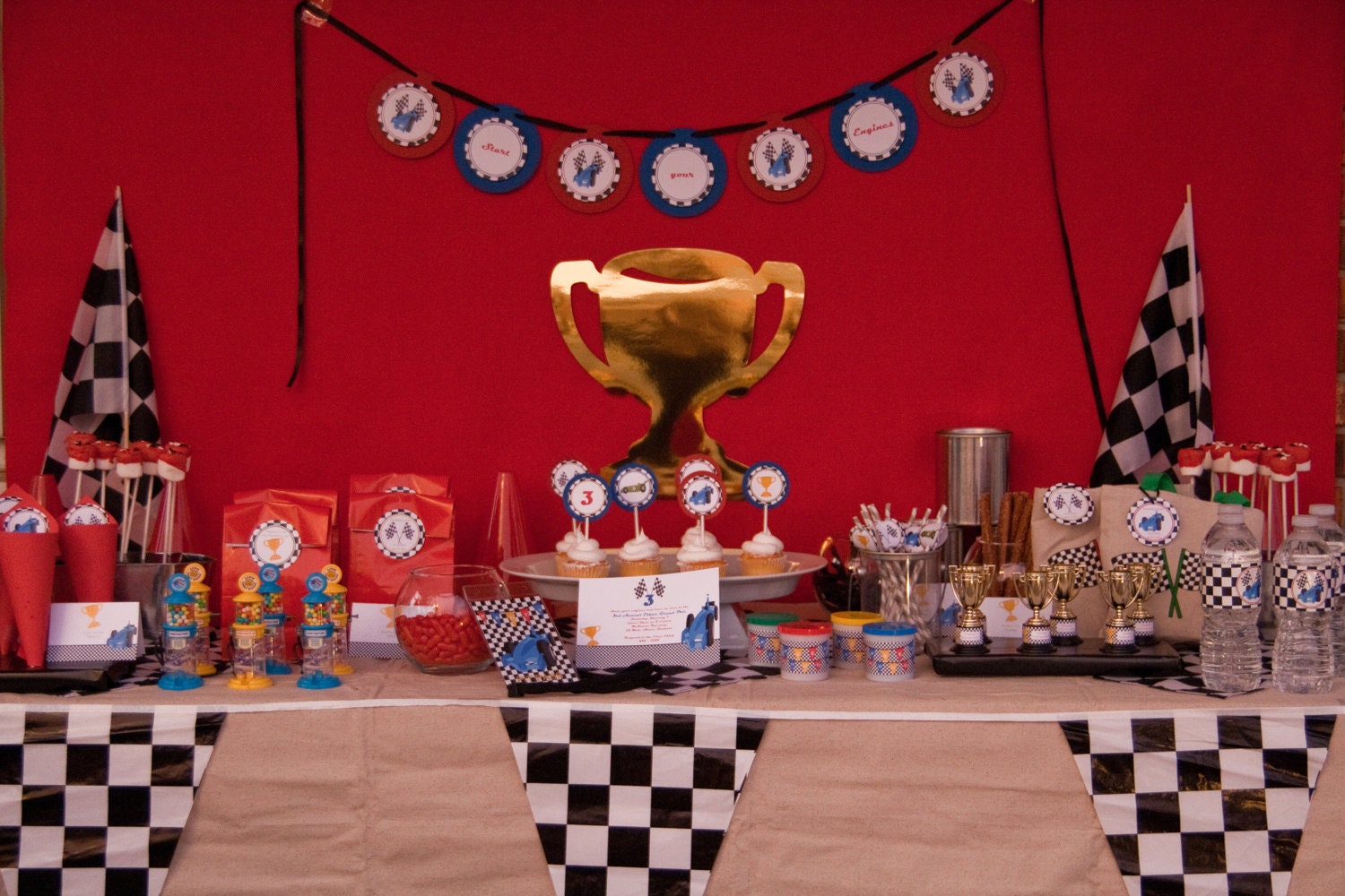 Race Car Party for 12 Boy Cars Birthday Party Package by Belleza e Luce Start your Engines Collection Il_570xn