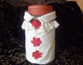 Vintage Jar Decorated Jar in a Cloth Bag Vase Candle Holder Storage Jar Quart Jar