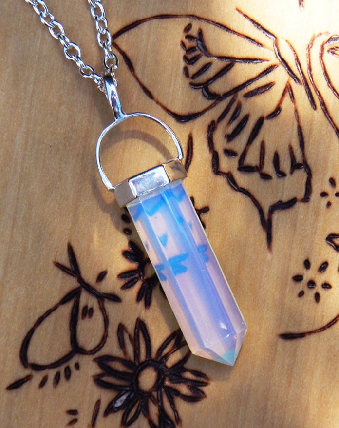 Opalite Pendulum Necklace . Meditation, Communication, Success, Peace, Sleep, Release Worry and Fear, Sex