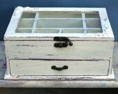 Cream & Brwon Shabby Chic Wooden Jewelry Box