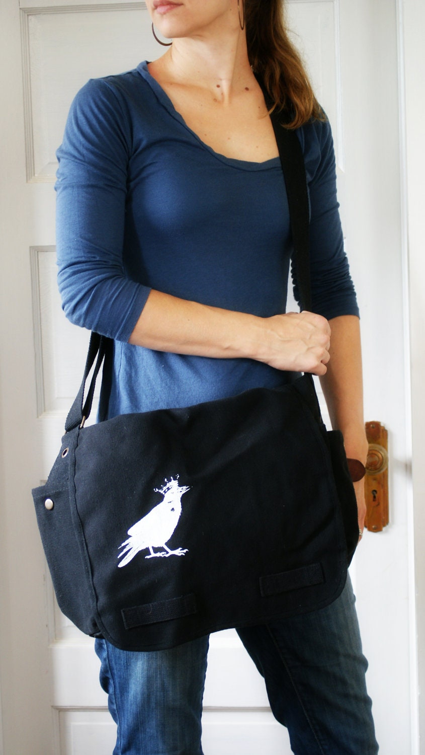 Black Bag, White Crow-Heavy Duty Messenger Bag from Meatbagz