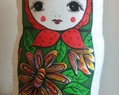 Plush Doll - Russian Babushka, Matryoshka Doll (Cushion) Red scarf