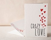 Letterpress Greeting Card - Crazy Love, Bamboo paper, kraft paper envelope, CF4-45T