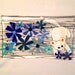 Snow white Cat with blue flowers fused glass rectangle platter