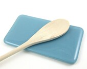 Simple Light Blue Fused Glass Spoon Rest