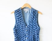 Vintage Woven Denim Vest- Size Medium