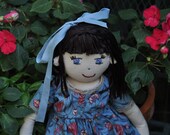 Custom made, OOAK old fashioned rag doll, 18" with removable child friendly clothes