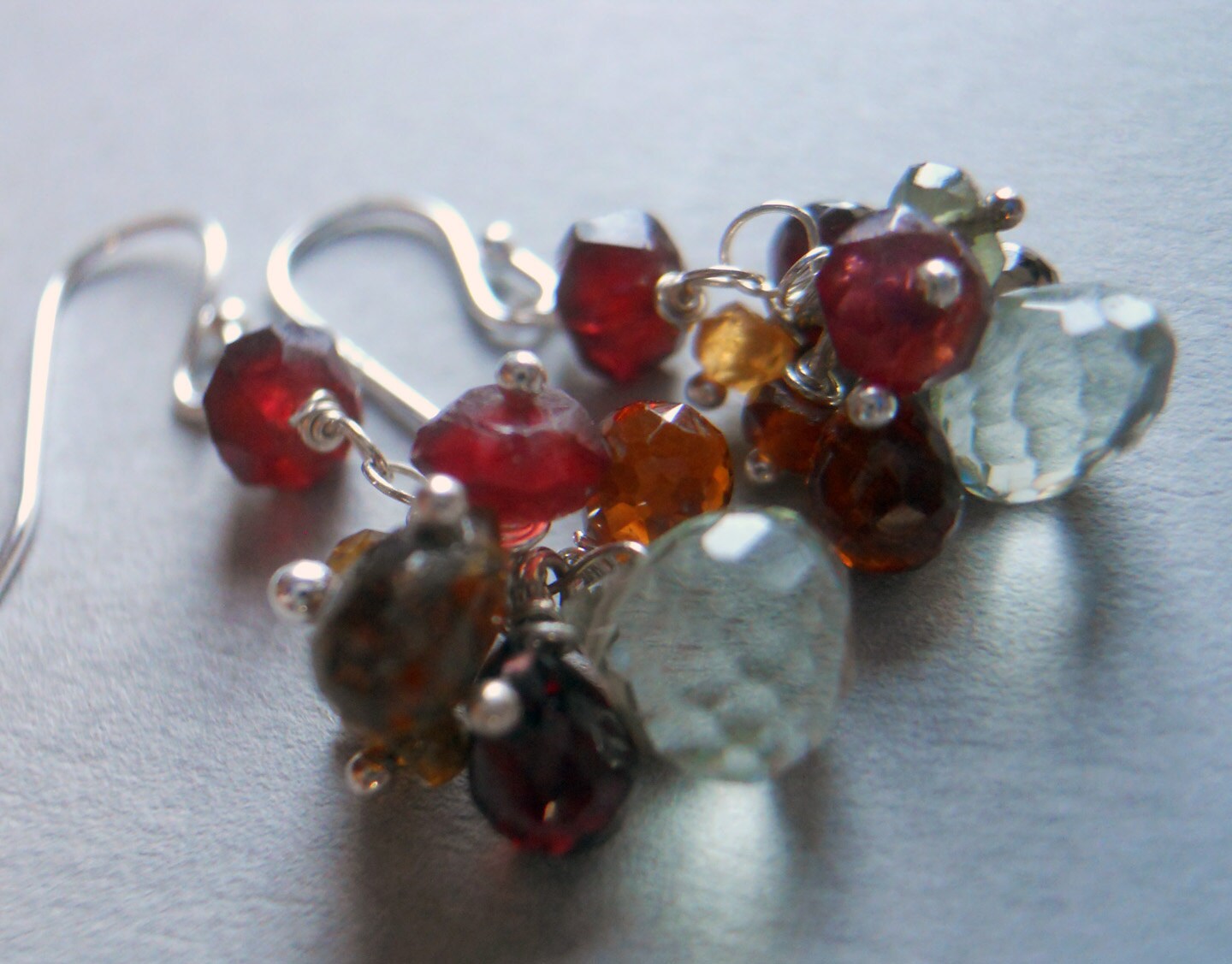 Mixed Grapes green amethyst and tourmaline earrings - $54.00 USD