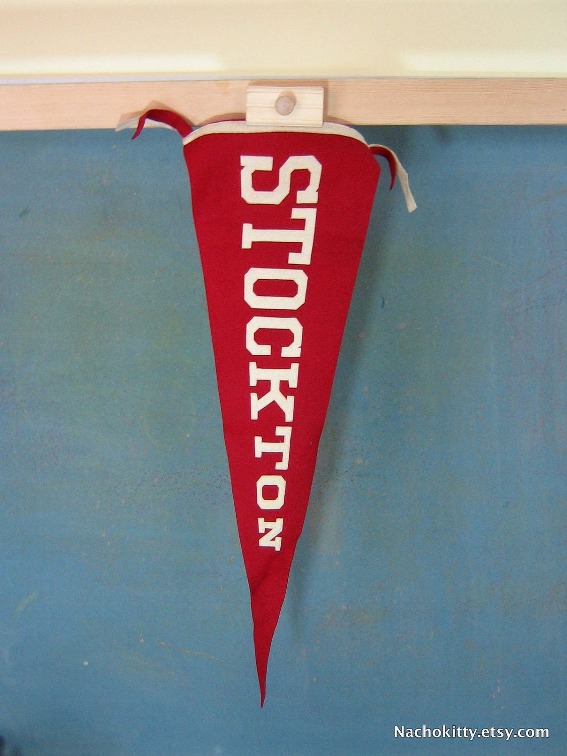 1940s Stockton, CA Souvenir Vintage Wall Pennant, Felt
