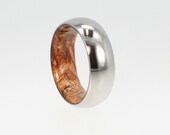 Mens Titanium Ring with Yellow Sindora Wood sleeve