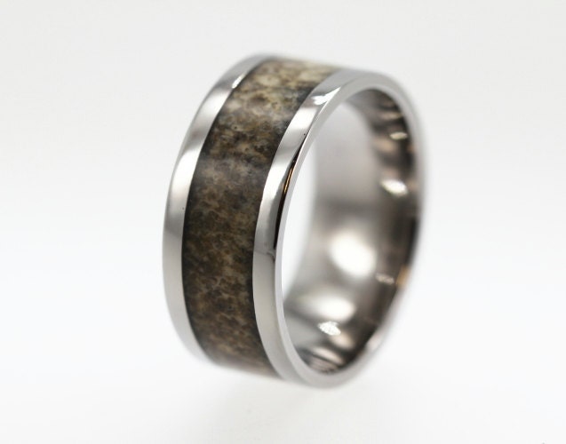 Deer Antler Inlay on a Titanium Band