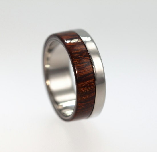 Stunning Interchangeable Titanium Ring with 3 Wood Inlays