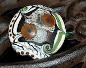 etched lentil with handmade flower murrinis,  handmade glass bead SRA, OOAK