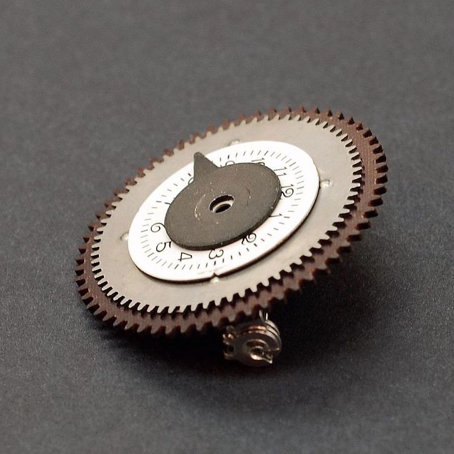 Steampunk Jewelry- Industrial Upcycled Clock Gear & Watch Face Pin