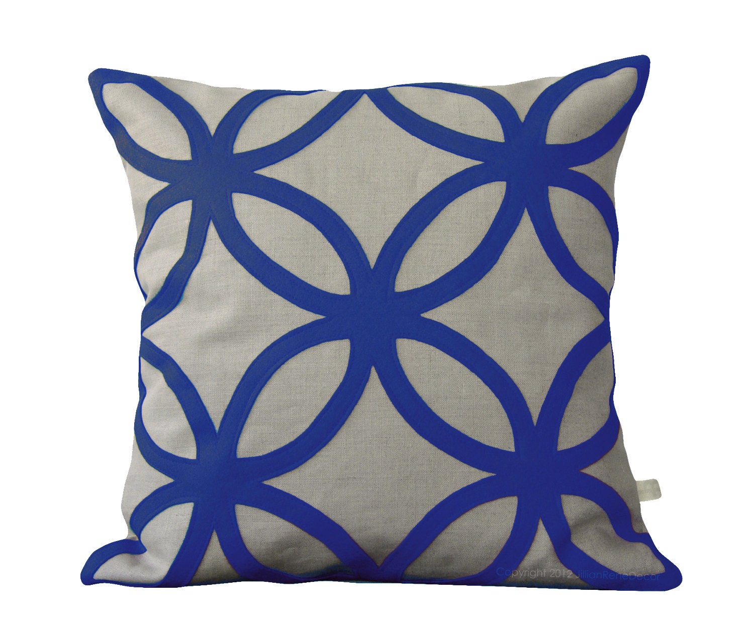 Monaco Blue DECORATIVE PILLOW COVER - Geometric Felt Design by JillianReneDecor Spring Home Decor Cobalt and Neutral Luxury Gift