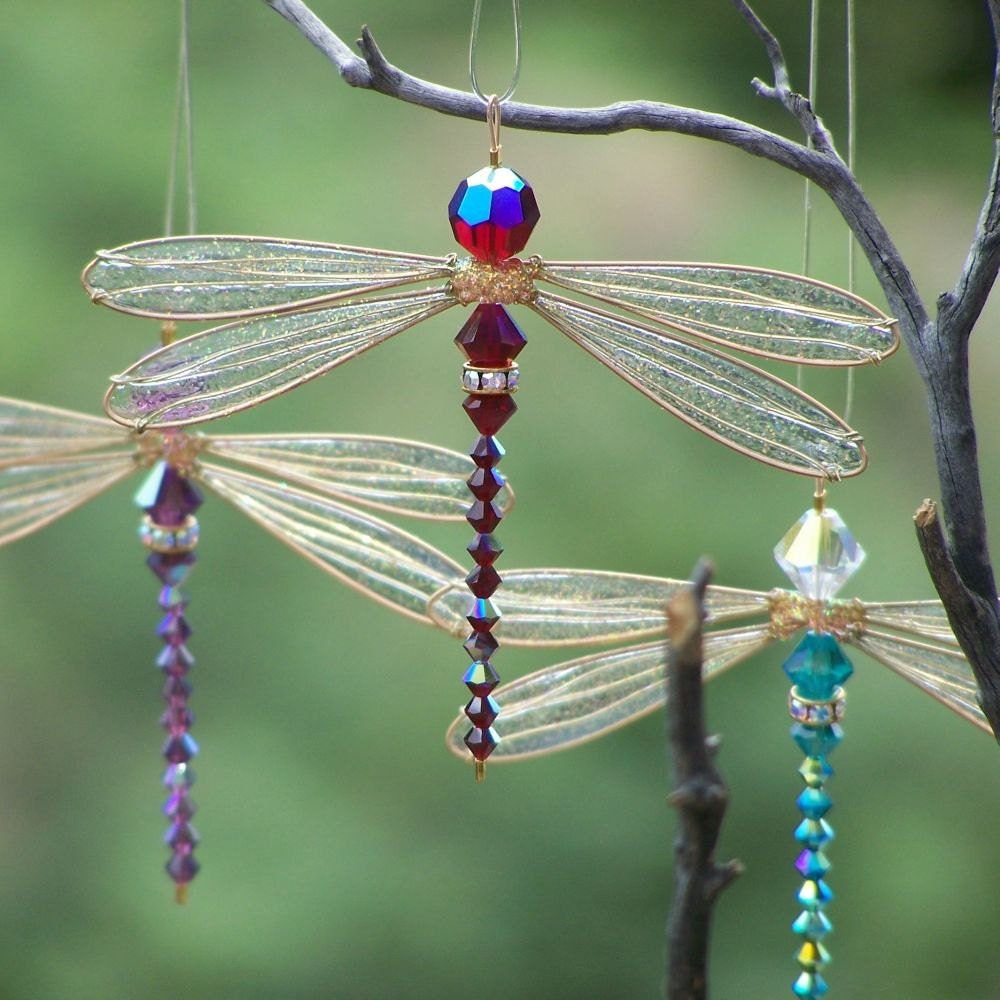 Suncatcher  Dragonfly- Birthstones & 28 More Swarovski Colors - GOLD Toned Small Dazzlefly