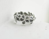 Slate Gray Forget Me Not Flower Ring in Sterling Silver and Paper, Artisan Wedding Bridal Jewelry, Friendship Jewelry.... - TaylorsEclectic