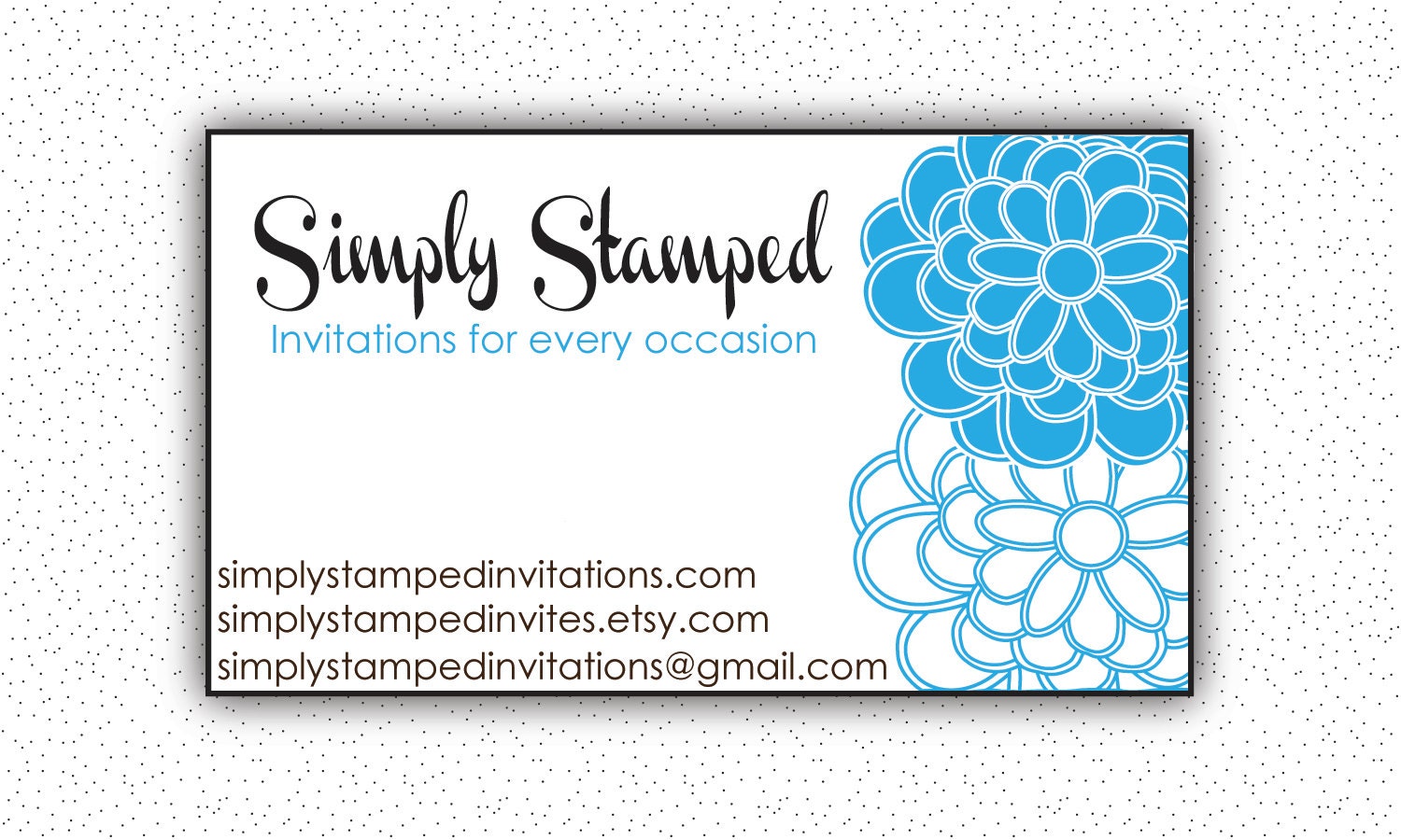 Business Card Design Bold Blue Flowers PRINTABLE Il_570xn