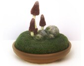 Brown Gnome Mushrooms Pincushion Scene Made to Order