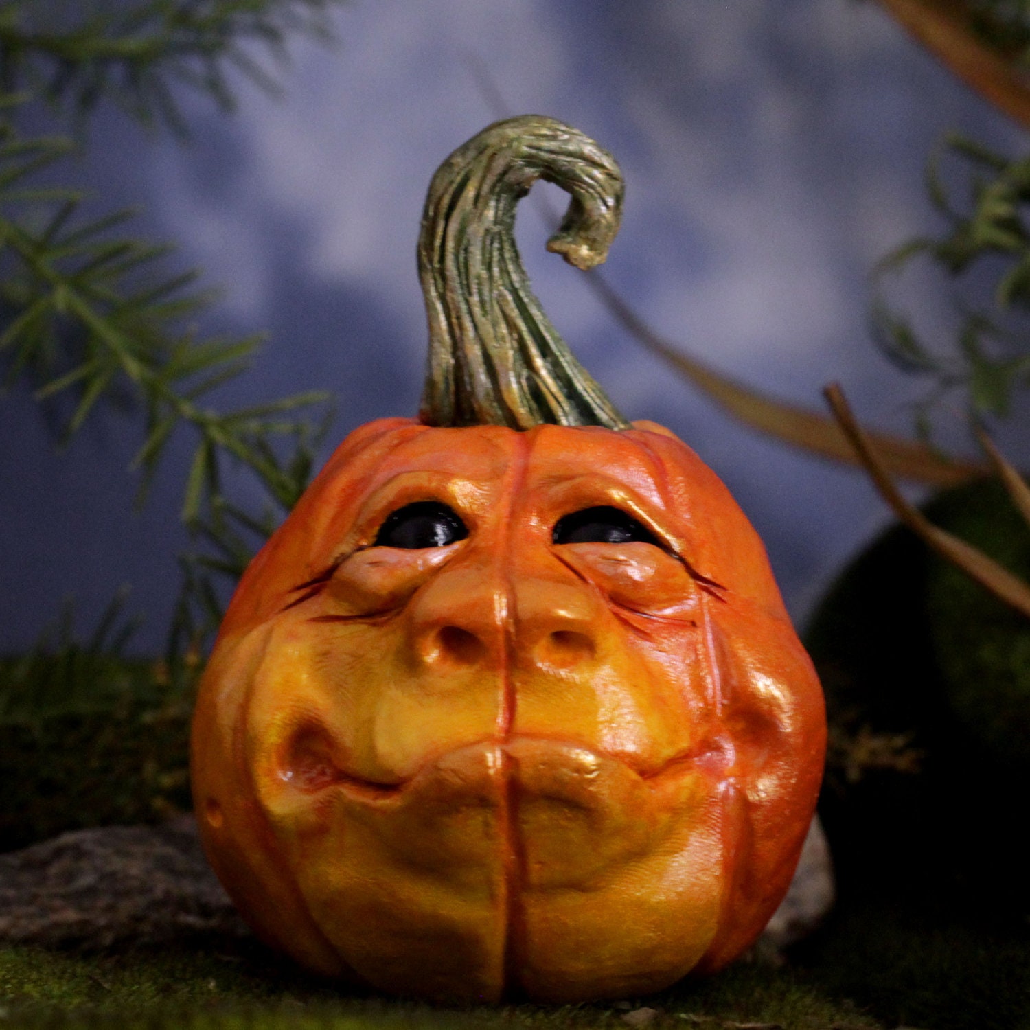 Pumpkin Jack O'Lantern Halloween Decoration, Basma the Smiling Pumpkin