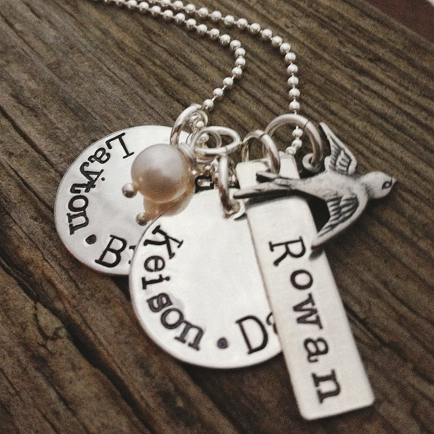 Fly Family Necklace - Hand Stamped Necklace - Mothers Necklace - Mommy Jewelry - Grandma Necklace - Bird Necklace