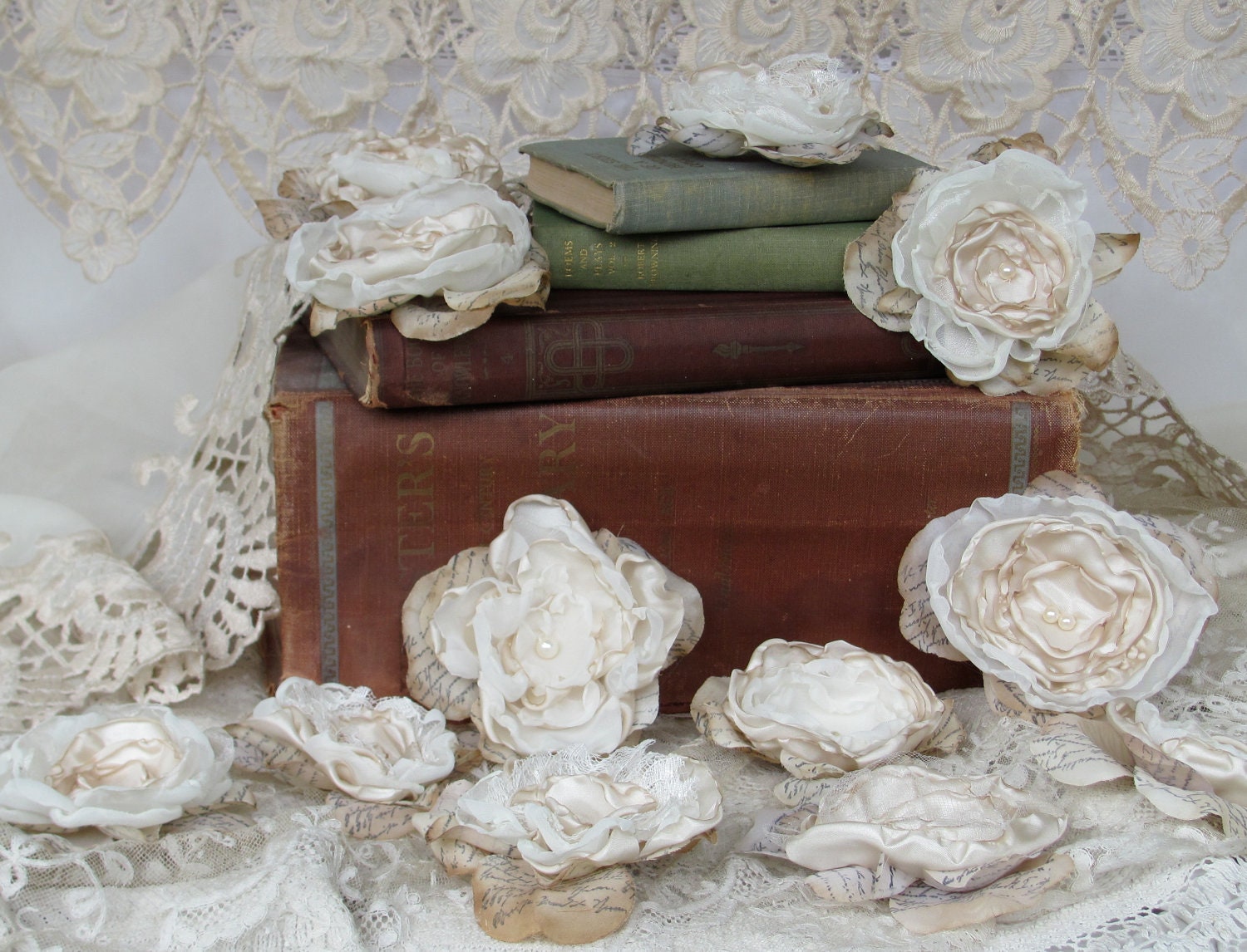 Fabric Flowers for Wedding Decorations Custom Order any Color Set of 12