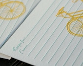 Set of six bike letterpress recipe card