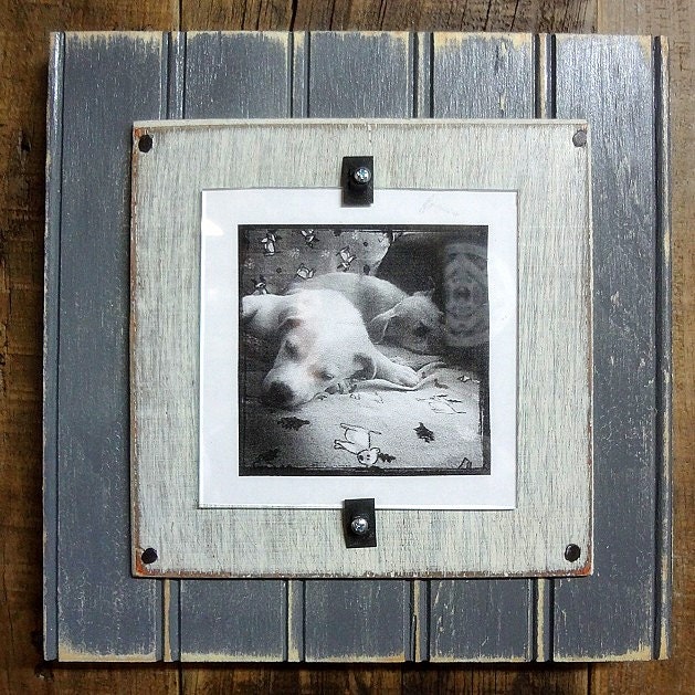Vintage Style Beadboard Handmade Photo Picture Frame Gray & White COTTAGE CHIC