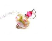 Peach Lampwork Necklace, Handmade Glass, Crystal & Sterling Silver Necklace, OOAK Pendant