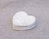 Three Heart Dishes in Porcelain with White Glaze