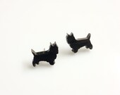 SALE - DISCOUNTED - Black Scotties Post Earrings