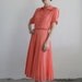 Vintage 40s Dress . NOS . Puritan Forever Young . Sheer Peach . 1940s Gown . Matching Belt . New With Tags