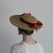 Vintage Straw Hat . Velveteen Ribbon . Faux Flowers . Sun Hat