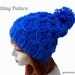 KNITTING PATTERN PDF - Instant Digital Download - Blue Smocked Cable Slouchy Beanie - Women - Teen- CaN sell finished items