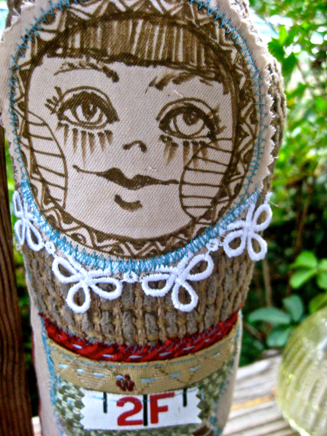 Stuffed fabric doll  handmade woman ooak primitive doll folk art