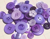 Purple Buttons Assorted Round - Sewing Scrapbook Embellishments - 100 Buttons - Lilacs