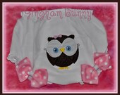 OWL Fancy Pants,  Ribbon Bloomers,  You Choose Colors,   Perfect to go with Tutus and  Pettiskirts,       By Gingham Bunny Embroidery