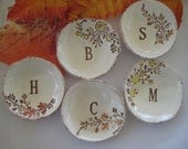 Bridesmaid Gift Dishes Fall Monogram Set of Five (5) Dish Set NO. 3