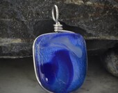 Dichroic Fused Glass Pendant - blue fused glass jewelry (by Meagan Chaney Gumpert)