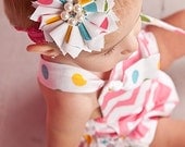 Girls Flower Headband Shabby Victorian in Candy Coated