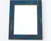 Wall Mirror Blue Mosaic Striped Handmade Paper 10x13
