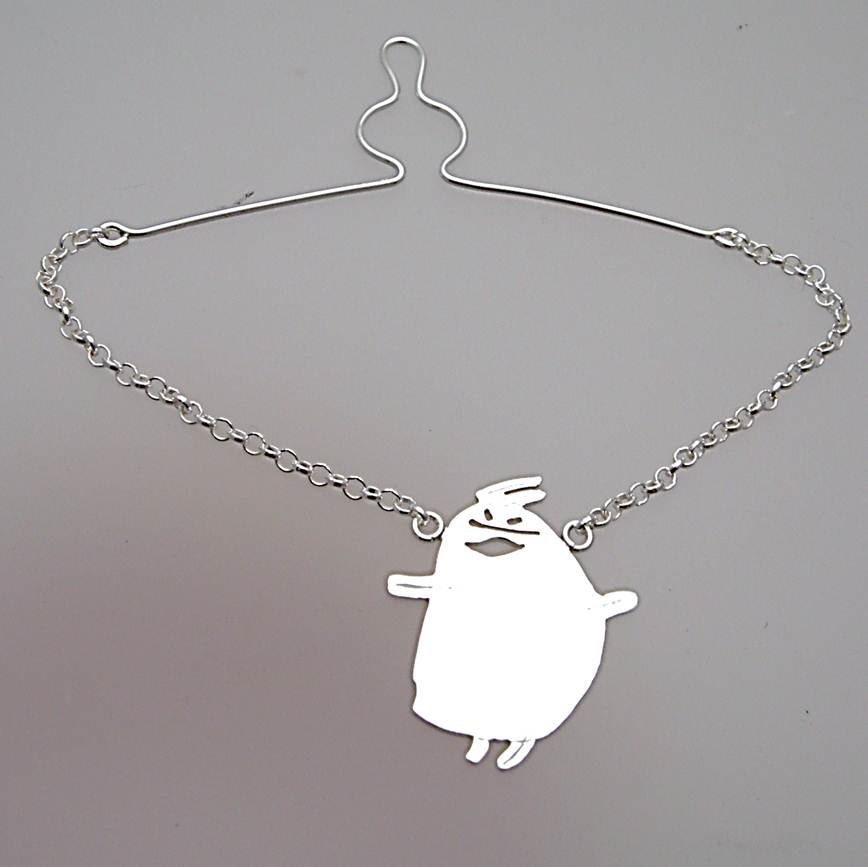 Custom silver button loop tie holder w/ your child's artwork