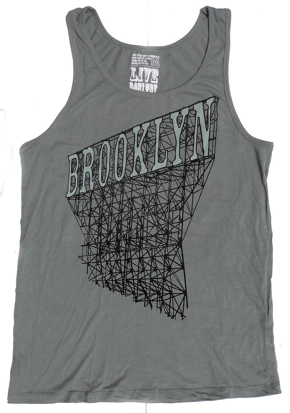 Men's Brooklyn Sign Tank Top in Grey S, M, L, XL