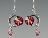 Orthosie II v2: Beautiful wire wrapped earrings with cathedral and light rose Swarovski crystals
